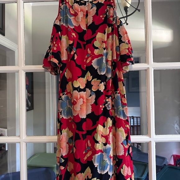 LOFT Red and Orange Midi Sundress with Flutter Sleeves - Picture 5 of 5